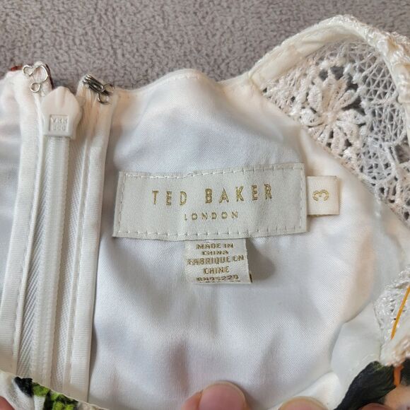 Ted Baker White Oracle Floral lace Ruffle Dress Size US 8 - Picture 6 of 13
